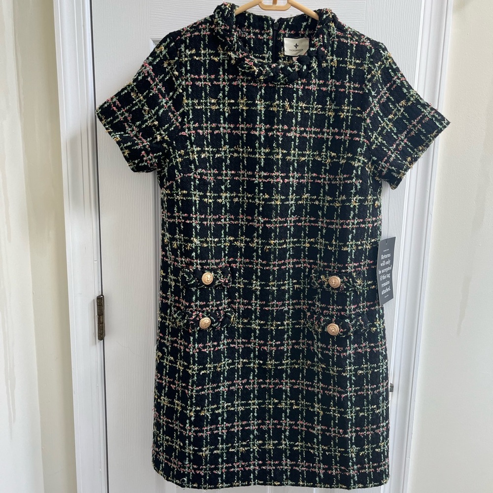 Tuckernuck Black and Green Textured dress